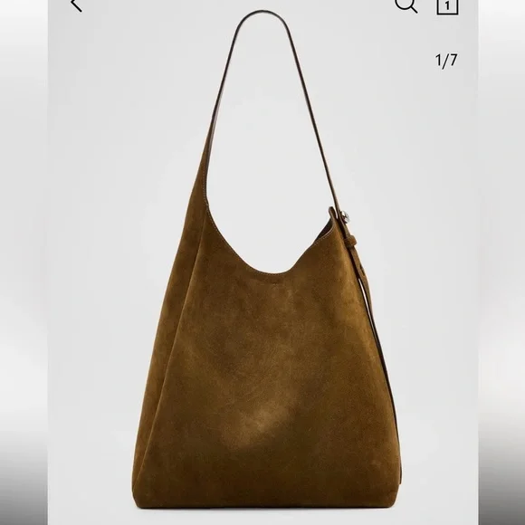 Tory Burch Olive Green Suede Romy Suede Hobo Bag - Picture 12 of 15